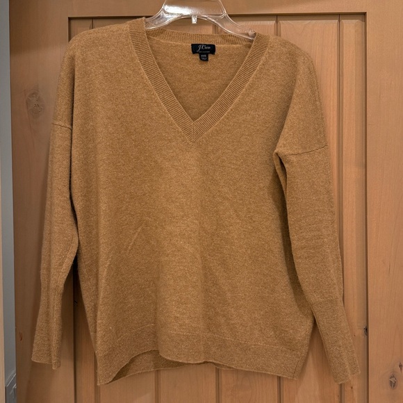 J. Crew Tan Cashmere Knit V-neck Boyfriend Pullover Sweater Women's Size XXS - Picture 6 of 7